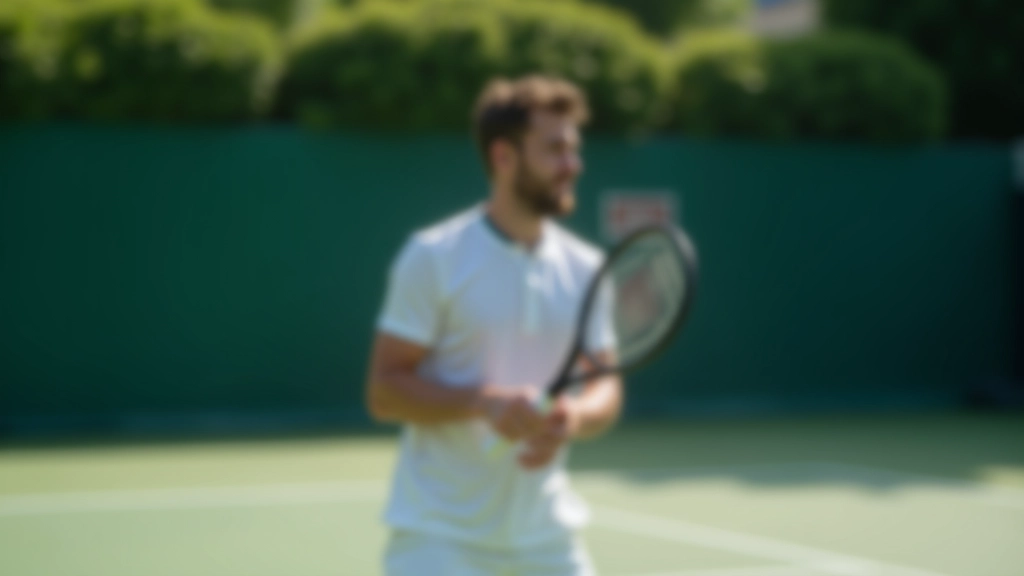 لاعب تنس يستعد لضربة أمامية قوية، تسلسل حركة ديناميكي على الملعب، إضاءة طبيعية